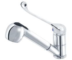 Смеситель для кухни/мойки Варион WEGA, однорычажный, поворотный, керамический, с выдвижной лейкой, длина излива 210 мм, латунь, цвет хром