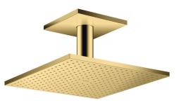 Верхний душ AXOR ShowerSolutions 300/300 1jet, с потолочным подсоединением, потолочный монтаж, квадратный, с 1 режимом, размер 30х30 см, металлический, цвет: полированное золото, для душа/ванной