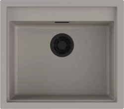 Мойка кухонная Omoikiri Sintesi 57-GR, 57х50 см, врезная, из керамики (Artceramic), прямоугольная, цвет ленинградский серый, без отверстия под смеситель, без крыла, слив-перелив, врезная в столещницу, для кухни