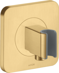 Держатель для душевой лейки Axor Citterio E Porter softsquare 120/120 со шланговым подсоединением, 12х12 см, настенный, латунный, квадратный, цвет шлифованное золото, для душевого шланга, для душа/ванной/душевой кабины