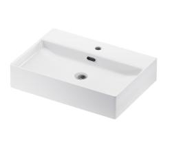 Раковина IDDIS Bild 60х42х13 см, накладная/подвесная, прямоугольная, сантехнический фарфор, цвет белый глянцевый, отверстие под смеситель, слив-перелив, умывальник BILWS60i27