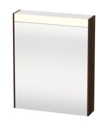Зеркальный шкаф Duravit Brioso, 62х76х14,8 см, подвесной, цвет: каштан темный, зеркало с подсветкой LED/ЛЭД, выключатель/розетка, с 1 распашной дверцей/одностворчатый, 2 стеклянные полки, прямоугольный, левый