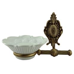 Мыльница Migliore Elisabetta, настенная, керамика/латунь, форма округлая, для душа/мыла, в ванную/туалет/душевую кабину, цвет бронза/белый