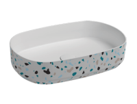 Раковина/умывальник ISVEA Infinity Terrazzo, 55х36 см, накладная, овальная, керамическая, цвет белый матовый, без отверстия под смеситель, без слив-перелива, умывальник