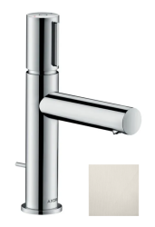 Смеситель для раковины/умывальника Axor Uno Select 110, однорычажный, фиксированный излив, длина излива 12,3 см, керамический, латунь, цвет под сталь, со сливным гарнитуром