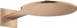 Верхний душ AXOR ShowerSolutions 300 2jet, с держателем, настенный монтаж, круглый, с 2 режимами, размер 30 см, металлический, цвет: шлифованное красное золото, для душа/ванной