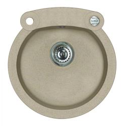Мойка кухонная ALVEUS ROLL 10 GRANITAL BEIGE-G55M 51х53х20 см, врезная, искусственный гранит, круглая, цвет бежевый, с отверстием под смеситель и клапан автомат, в комплекте с сифоном 1105296