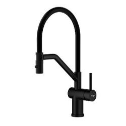 Смеситель для кухни/мойки Raglo R86.41.06 однорычажный, поворотный, керамический картридж, съемный/гибкий излив на магните, длина излива 225 мм, нержавеющая сталь/силикон, цвет черный