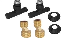 Комплект фитингов Aquatek 2 шт. вентиль круглый г/ш 3/4х1/2, эксцентрик 3/4х1/2, отражатель 3/4, цвет черный муар, для полотенцесушителя