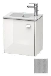 Тумба под раковину Duravit Brioso, 42х28,9х44,2 см, подвесная, с распашной дверцей, ДСП, цвет: сосна серебристая/хром, шкафчик навесной, прямоугольная, левая, в ванную комнату