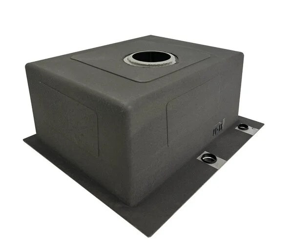 Мойка кухонная Hoffger 5045 врезная, Black (черная) 500х450х225 мм нержавеющая сталь, с PVD покрытием, с отверстием под смеситель, без крыла, слив-перелив