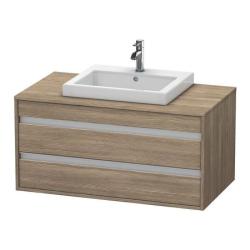 Тумба под раковину для консоли/столешницы Duravit Ketho 100х55х49,6 см, подвесная, ДСП, цвет: дуб терра, 2 выдвижных ящика, для встраиваемой сверху раковины, прямоугольная