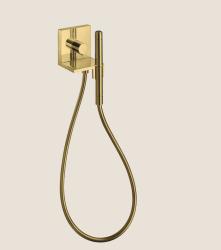 Душевой гарнитур AXOR ShowerSolutions 120/120, комплект: запорный клапан/модуль ручного душа/ручной душ-«палочка»/шланг для душа, цвет полированное золото, скрытого монтажа, квадратный, настенный, для душа/ванной