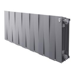Радиатор отопления Royal Thermo PianoForte 300 Silver Satin (14 секций) биметаллический, боковое подключение, для квартиры, дома, водяные, мощность 1624 Вт, настенный, серебристый