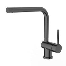 Смеситель для кухни/мойки Splenka S205.40.06 однорычажный, поворотный, нержавеющая сталь, длина излива 210 мм, высота излива 249 мм цвет черный