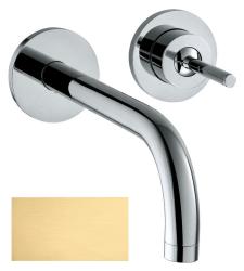 Смеситель для раковины Axor Uno², однорычажный, настенный/встраиваемый, скрытого монтажа, фиксированный излив, длина 16,5 см, керамический, латунь, цвет шлифованное золото, с отдельными розетками, незапираемый сливной набор