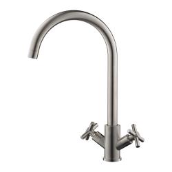 Смеситель для кухни/мойки AQUEDUC двухвентильный, поворотный, длина излива 220 мм, нержавеющая сталь, цвет сталь 345713