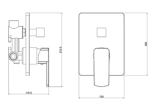 Смеситель для ванны/душа Voda Iceberg встраиваемый, настенный, однорычажный, без излива, полимерный сплав (PPA), цвет хром IC83-2