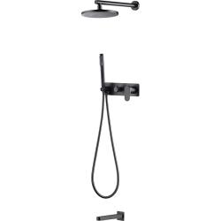 Душевая система Boheme Spectre, встраиваемая, цвет оружейная сталь матовая, комплект: однорычажный, смеситель/излив/тропический душ (с верхней лейкой)/лейка/держатель лейки/шланг, встраиваемый (скрытый) монтаж