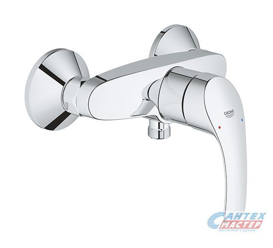 Смеситель для душа Grohe Eurosmart однорычажный, керамический, настенный, без излива/шланга/лейки, латунь хром