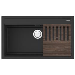 Мойка кухонная Omoikiri Kitagawa 86-LB-GB, 51х86 см, врезная, из керамики (Artceramic), прямоугольная, цвет графит, без отверстия под смеситель, без крыла, слив-перелив, врезная в столещницу, для кухни