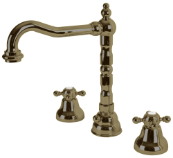 Смеситель для раковины Cezares Golf, на 3 отверстия, двухвентильный, высокий, длина излива 180 мм, поворотный, керамический, латунь, цвет бронза, с донным клапаном
