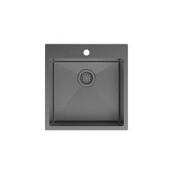 Мойка IDDIS Haze 490х510х200 мм толщина 1 мм, нержавеющая сталь, прямоугольная, цвет графит матовый, с отверстием под смеситель, слив-перелив, врезная в столещницу, для кухни HAZ49GMi77