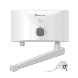 Водонагреватель проточный Thermex Vetro 3500 tap (кран) электрический, вертикальный, 3.5 квт, 154х112х248 мм, 230 В (цвет белый) с нижней подводкой