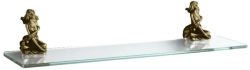 Полка стеклянная Art&Max Athena, настенная, латунь/стекло, форма прямоугольная, под зеркало в ванную/туалет/душевую кабину, цвет бронза