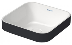 Раковина DURAVIT Happy D.2 Plus WonderGliss 40х40х16,5 см, накладная, квадратная, санфарфор, цвет белый/антрацит матовый, без отверстия/площадки под смеситель, антигрязевое покрытие, без перелива