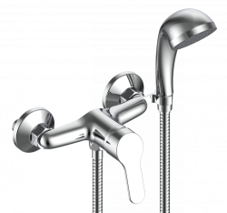 Смеситель для душа Voda Tide однорычажный, настенный, латунь, без излива, лейка/шланг/держатель, керамический, цвет хром TD80