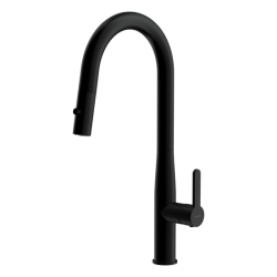 Смеситель для кухни/мойки Cersanit Oliva однорычажный, поворотный/выдвижной излив, керамический, высота 193 мм, длина 192 мм, нержавеющая сталь, цвет матовый черный