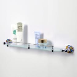 Полка стеклянная WasserKRAFT Diemel, с бортиком, настенная, металл/стекло, форма овальная, в ванную/туалет/душевую кабину, цвет хром