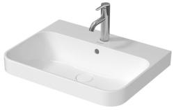 Раковина DURAVIT Happy D.2 Plus WonderGliss 60х46х19,5 см, накладная, прямоугольная, санфарфор, цвет белый, 1 отверстие под смеситель, антигрязевое покрытие, слив/перелив