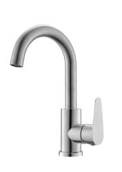 Смеситель для раковины/умывальника Olives Olisan ST1002 однорычажный, поворотный, керамический, длина излива 130 мм, нержавеющая сталь, цвет нержавеющая сталь