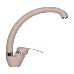 Смеситель для кухни ALVEUS GENESIS GM 230 G55-BEIGE AQ однорычажный, поворотный, керамический, с высоким изливом, высота излива 20 см, латунь, покрытие гранит, цвет бежевый, на мойку