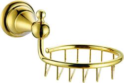 Мыльница Azario ELVIA решетка, настенная, цвет: золото, нержавеющая сталь, округлая, для душа/мыла, в ванную комнату