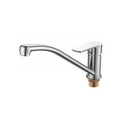 Смеситель для кухни/мойки Accoona, однорычажный, поворотный, керамический, длина излива 219 мм, цинк, цвет хром