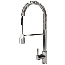 Смеситель для кухни Florentina Орион, однорычажный, поворотный выдвижной, керамический, с высоким гибким изливом, высота излива 20,7 см, латунь, цвет хром