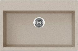 Мойка кухонная Longran Geos, 78х51х22 см, врезная, искусственный гранит, прямоугольная, цвет терра, без отверстия под смеситель, без крыла, слив-перелив, врезная в столещницу, для кухни