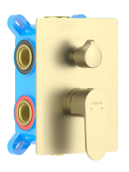 Смеситель для ванны/душа Aquatek Оберон настенный, однорычажный, встраиваемый, 3 режима, без излива, латунь, цвет шлифованное золото Смеситель для ванны/душа Aquatek Оберон настенный, однорычажный, встраиваемый, 3 режима, без излива, латунь, цвет шлифованное золото