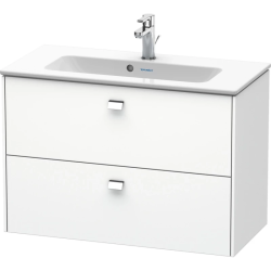 Тумба под раковину Duravit Brioso, 82х38,9x55,3 см, подвесная, 2 выдвижных ящика, ДСП, цвет: белый матовый/хром, шкафчик навесной, механизм доводчика, прямоугольная, правая/левая, в ванную комнату