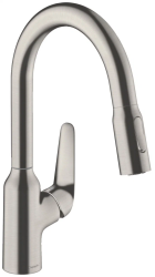 Смеситель для кухни/мойки Hansgrohe Focus M42, 180 2jet sBox, однорычажный, керамический, с поворотным/вытяжным изливом, длина 20,7 см, латунь, цвет под сталь Смеситель для кухни/мойки Hansgrohe Focus M42, 180 2jet sBox, однорычажный, керамический, с поворотным/вытяжным изливом, длина 20,7 см, латунь, цвет под сталь