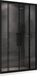 Душевая дверь ABBER Schwarzer Diamant 160х195 см прозрачное стекло/профиль черный, в нишу, универсальный монтаж, прозрачное закаленное стекло, 2 раздвижные дверцы, профиль черный