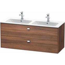 Тумба под раковину Duravit Brioso, 129х47,9x55,3 см, подвесная, 2 выдвижных ящика, ДСП, цвет: орех матовый/хром, шкафчик навесной, механизм доводчика, прямоугольная, правая/левая, в ванную комнату