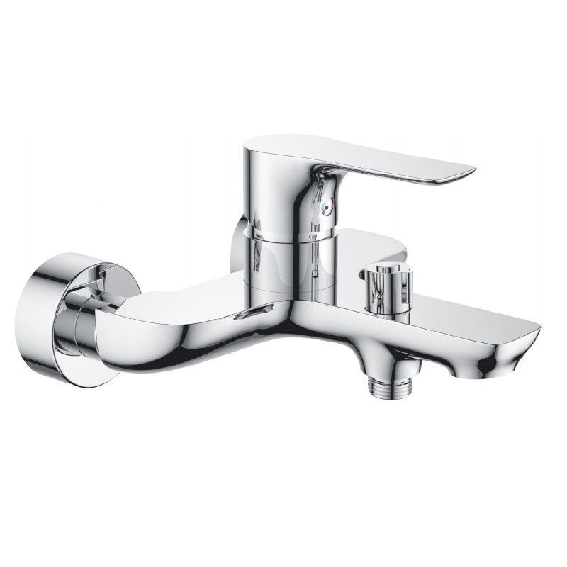 Смеситель для ванны/душа HAIBA CRON однозахватный, хромированный, настенный, излив литой 190 мм, неповоротный, силумин, цвет хром