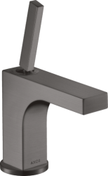 Смеситель для раковины/умывальника Axor Citterio 90, однорычажный, с тонкой рукояткой, фиксированный излив, длина излива 11,2 см, керамический, латунь, цвет шлифованный черный хром, со сливным гарнитуром