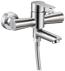 Смеситель для ванны/душа Solone настенный, однорычажный, поворотный, керамический, длина излива 98 мм, нержавеющая сталь, цвет хром