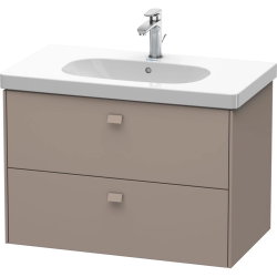 Тумба под раковину Duravit Brioso, 82х46,9х56,3 см, подвесная, 2 выдвижных ящика, ДСП, цвет: базальт, шкафчик навесной, механизм доводчика, прямоугольная, правая/левая, для раковины D-Code, в ванную комнату