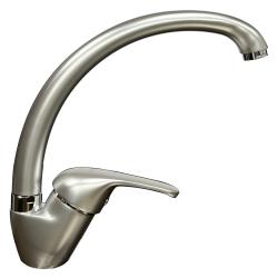 Смеситель для кухни/мойки TopZero Wellinox, цвет матовый хром, однорычажный, с высоким/низким изливом, высота излива 190 см, из латуни